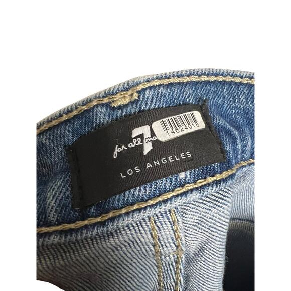 7 For All Mankind Peggi Tapered Straight High Rise Blue Denim Jeans Size 25 - Picture 12 of 15